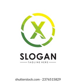 Abstrakter Kreis Letter X Logo-Design Vektorgrafik-Vorlage