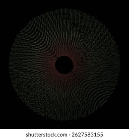 Abstract Circle of Light Beams With Various Green Colors