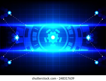 abstract circle  and light blue effect technology