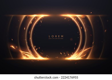 Abstract circle light effect with flames and sparks