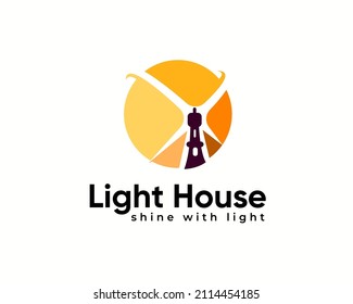 abstract circle light house logo icon symbol template illustration