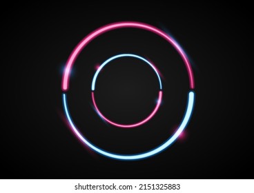 Efecto de neón circular abstracto, vector, ilustración.
