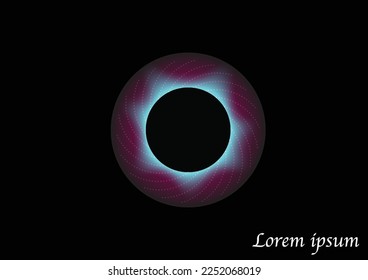 Abstract circle liked eye iris on black background. Beautiful glowing futuristic circle banners. Vector illustration with place for your content.