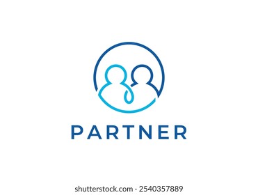 abstract circle line art people logo design template