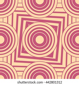 Abstract circle line geometric vector seamless pattern