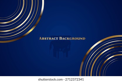 Abstractas línea circular de oro con fondo azul oscuro   