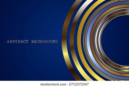 Abstrato círculo linha ouro com fundo azul escuro   