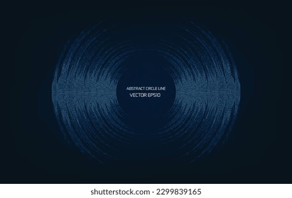 Abstract circle line pattern spin blue green light isolated on black background in the concept of music, technology, digital