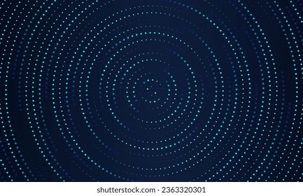 Abstract circle line pattern spin blue green dotted light isolated on black background in the concept of AI, science, technology, digital, music