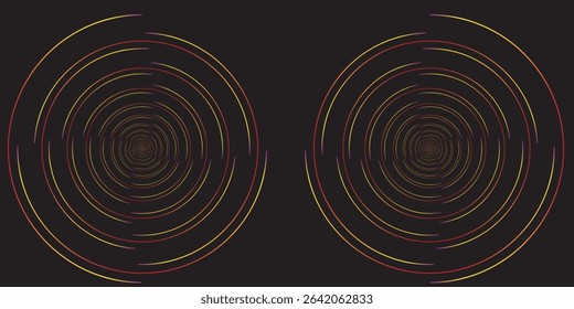 Abstract circle line pattern spin blue green light isolated on black background in the concept of music, technology, digital