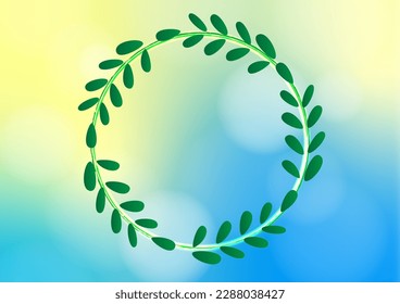 Abstract circle line plant green leaf pastel vivid gradient decoration background. vector illustration.