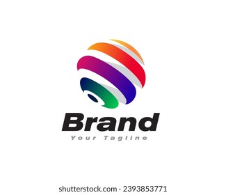 abstract circle line ribbons world earth logo icon symbol design template illustration inspiration