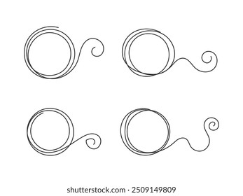 Abstract circle line shape hand drawn isolated vector illustration on white background.