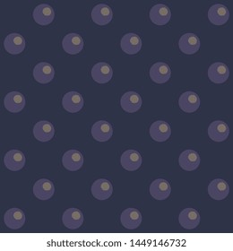 Abstract circle line shapes motif pattern continuous background. Classic polka dot style common geometrical fabric design. Textile swatch ladies dress all over print block. Blue yellow violet palette.