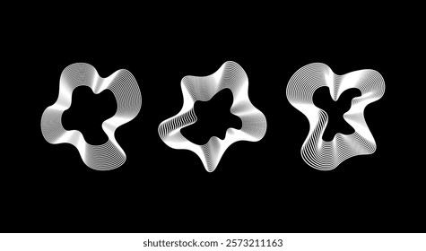Abstract circle line of white color wave isolated on black background. Vector in the concept of luxury, technology, science, music, modern.	