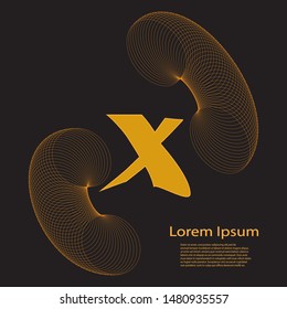 Abstract circle line with X letter design concept. Vector illustration.