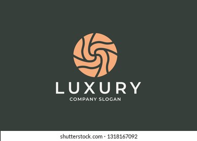 Abstract circle linear logo. Minimalistic Creative jewelry logo design. Simple luxury symbol