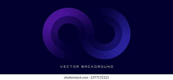 Abstract Circle Lines Background. Geometric Stripe Line Infinity Symbol. Modern Blue Lines Design. Futuristic Technology Banner Concept. Vector Illustration for Poster, Banner, Flyer, Website.
