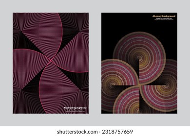 Abstract circle lines background, vector geometric graphic design, cover wallpaper backdrop, pink, curves, overlapping layers, brochure flyer leaflet website, flower, minimalist, fading, rhythm 