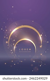 Abstract circle lines frame on violet background