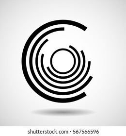 Abstract circle with lines, geometric logo, vector