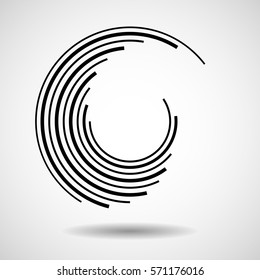 Abstract circle with lines, geometric logo, vector