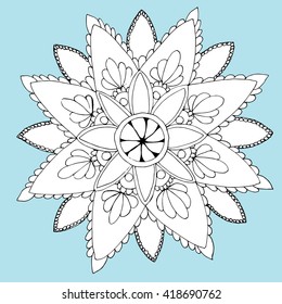 The abstract circle of the lines. Mandala. Line art. Black and white drawing by hand. Circle of ornaments. Zentangl. Doodle. Tattoo.