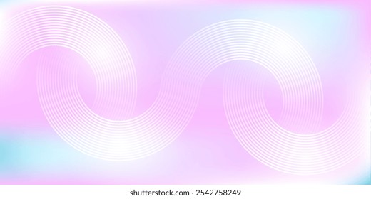 Líneas Abstractas del círculo en el fondo suave del color del gradiente azul y rosado. para el Anuncio, la bandera, la publicidad, el Fondo de pantalla. Ilustración vectorial