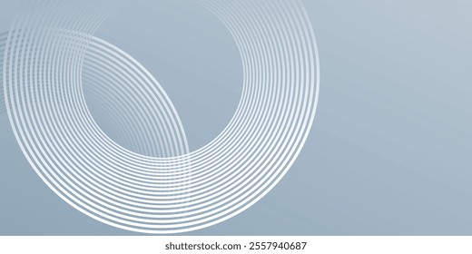 Abstract circle lines on bright gray background. Modern geometric line art design. white shiny geometric circle lines background. elegant geometric wallpaper.