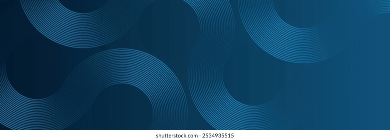 Linhas de círculo abstratas em plano de fundo azul escuro. Design.