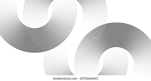 Abstract circle lines on dark blue background. Geometric stripe lineaAbstract gold circle lines on dark background. Geometric stripe line art design. art design for poster, brochure, cover, website