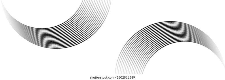 Abstract circle lines on dark blue background. Geometric stripe lineaAbstract gold circle lines on dark background. Geometric stripe line art design. art design for poster, brochure, cover, website