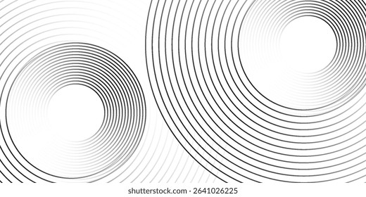 Abstract circle lines on dark blue background. Geometric stripe line art design for poster, brochure, cover, website, header, web banner	
