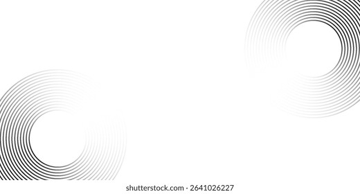 Abstract circle lines on dark blue background. Geometric stripe line art design for poster, brochure, cover, website, header, web banner	
