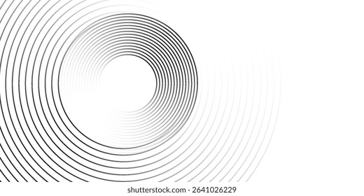 Abstract circle lines on dark blue background. Geometric stripe line art design for poster, brochure, cover, website, header, web banner	
