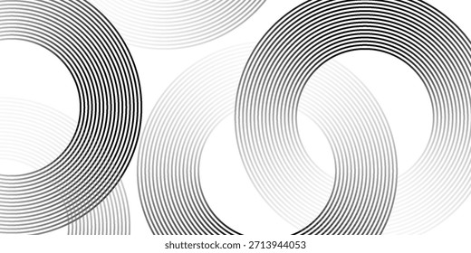 Abstractas líneas circulares sobre fondo azul oscuro. Líneas geométricas de la raya Líneas abstractas del círculo del oro sobre fondo oscuro. Diseño geométrico del arte de la línea de la raya. diseño del arte para el cartel, folleto, cubierta, Sitio web