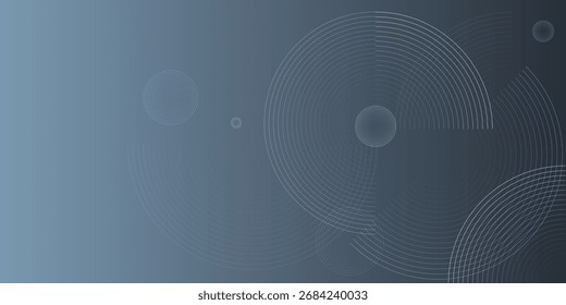 Abstract circle lines on grey background. Geometric stripe line art design for poster, brochure, cover, website, banner