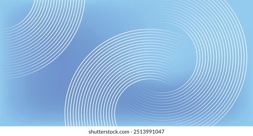 Abstractas líneas circulares sobre fondo azul claro. Diseño geométrico del arte de la línea de la raya para el cartel, folleto, cubierta, Sitio web, cabecera, Anuncio del Web, presentación.