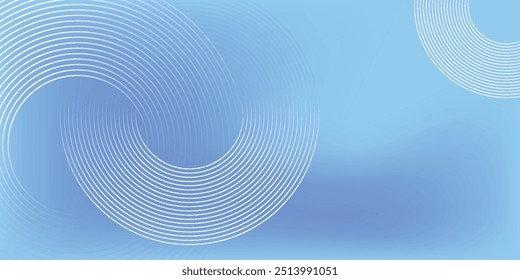 Abstract circle lines on light blue background. Geometric stripe line art design for poster, brochure, cover, website, header, web banner, presentation.