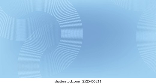 Abstractas líneas circulares sobre fondo azul claro. Diseño geométrico del arte de la línea de la raya para el cartel, folleto, cubierta, Sitio web, cabecera, Anuncio del Web, presentación.