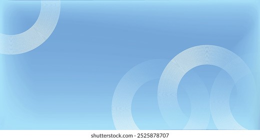 Abstract circle lines on light blue background. Geometric stripe line art design for poster, brochure, cover, website, header, web banner, presentation.