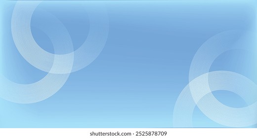 Abstract circle lines on light blue background. Geometric stripe line art design for poster, brochure, cover, website, header, web banner, presentation.