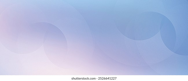 Linhas de círculo abstratas em fundo azul claro. Projeto de arte de linha de faixa geométrica para cartaz, brochura, capa, site, cabeçalho, banner da web, apresentação.