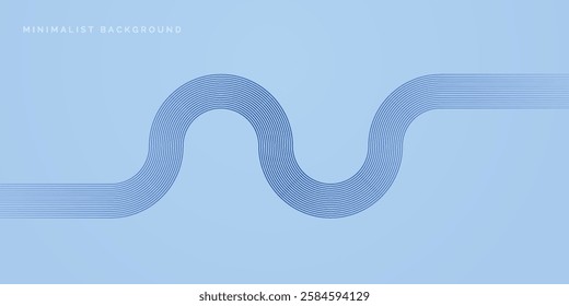 Abstract circle lines on light blue background. Geometric stripe line art design for poster, brochure.