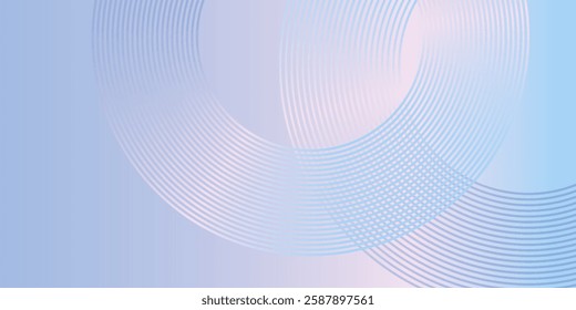 Abstract circle lines on light blue background. Geometric stripe line art design for poster, brochure, cover, website modern good
