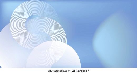 Abstract circle lines on light blue background. Geometric stripe line art design for poster and banner