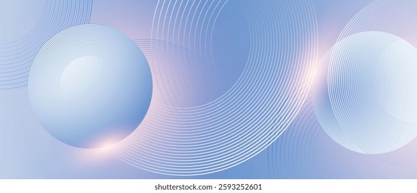 Abstract circle lines on light blue background. Geometric stripe line art design for poster, brochure, cover, website, header, web banner, presentation.