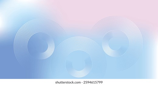 Abstract circle lines on light blue background. Geometric stripe line art design for poster
