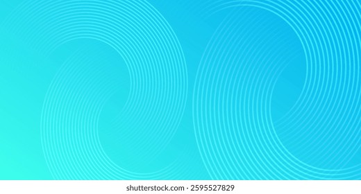 Abstract circle lines on light blue background. Geometric stripe line art design for poster, brochure, cover, website, header, web banner, presentation.
