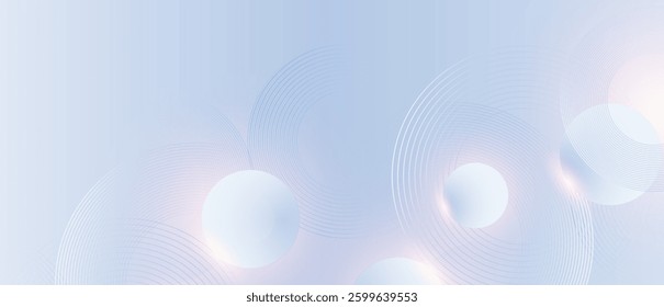 Abstract circle lines on light blue background. Geometric stripe line art design for poster, brochure, cover, website, header, web banner, presentation.